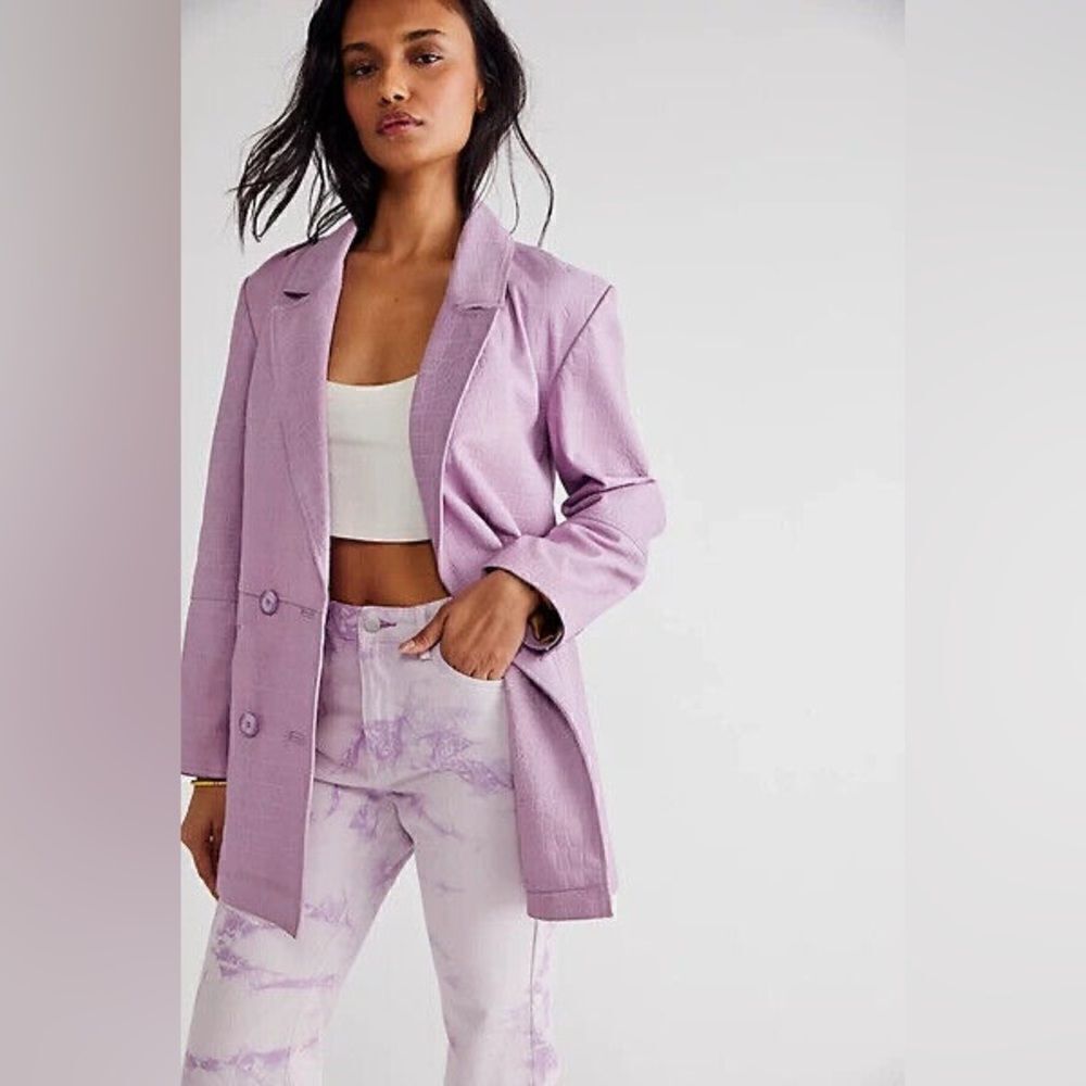 NWT Free People Dare Me Croc Leather Blazer